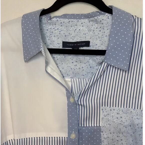 Tommy Hilfiger Patchwork Striped Button Down Tunic – Blue/White (20) - Picture 2 of 4